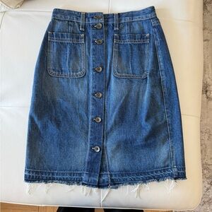 rag & bone Button-Front Dark Blue Denim Midi Skirt Size 25